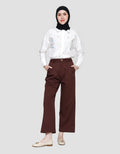 Annisa Soft Twill Buttoned Wide Leg Celana Panjang Wanita