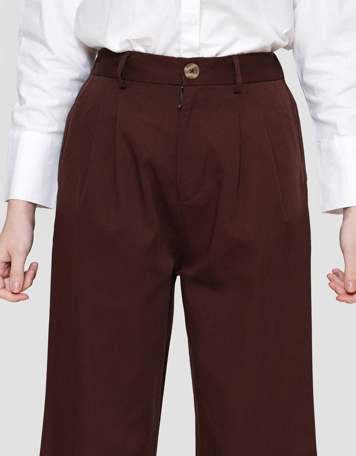 Annisa Soft Twill Buttoned Wide Leg Celana Panjang Wanita