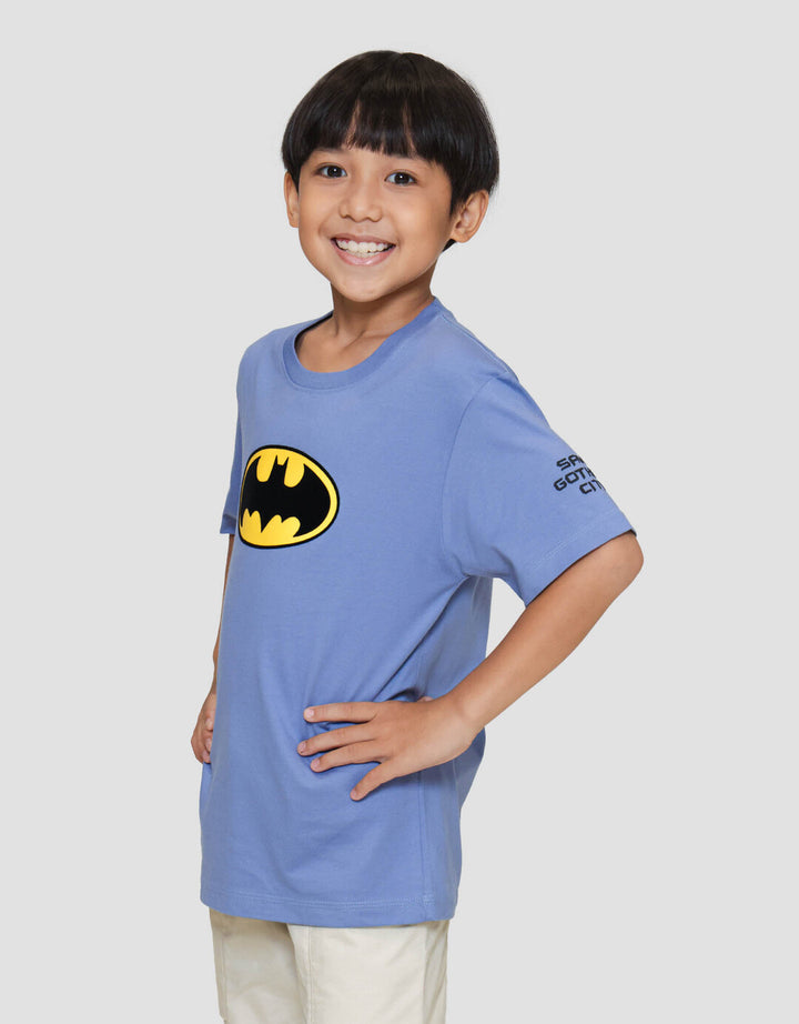 Character Batman Logo Flocking Kaos Anak Laki-laki