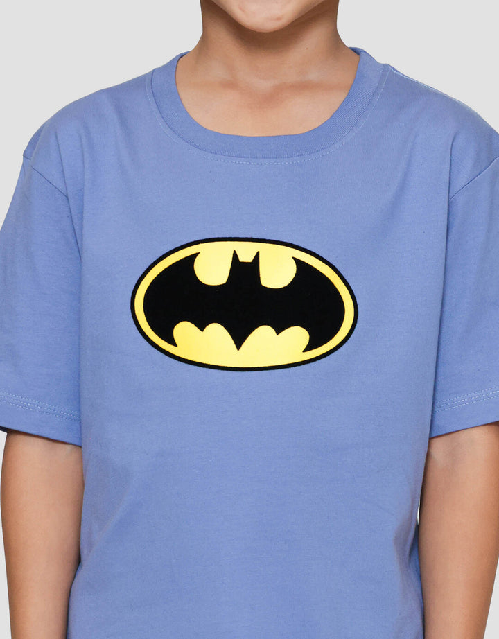 Character Batman Logo Flocking Kaos Anak Laki-laki
