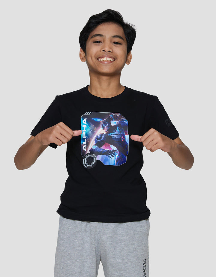 Character Mlbb Alpha Logo Lengan Kaos Anak Laki-laki