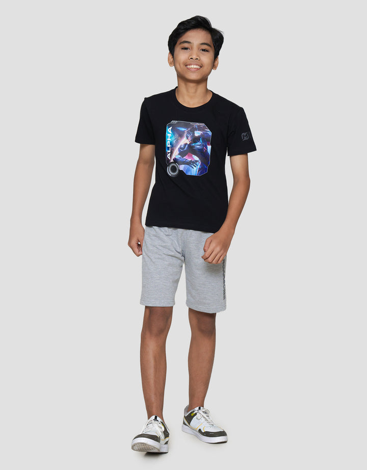 Character Mlbb Alpha Logo Lengan Kaos Anak Laki-laki