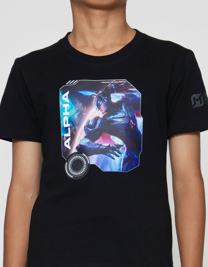 Character Mlbb Alpha Logo Lengan Kaos Anak Laki-laki