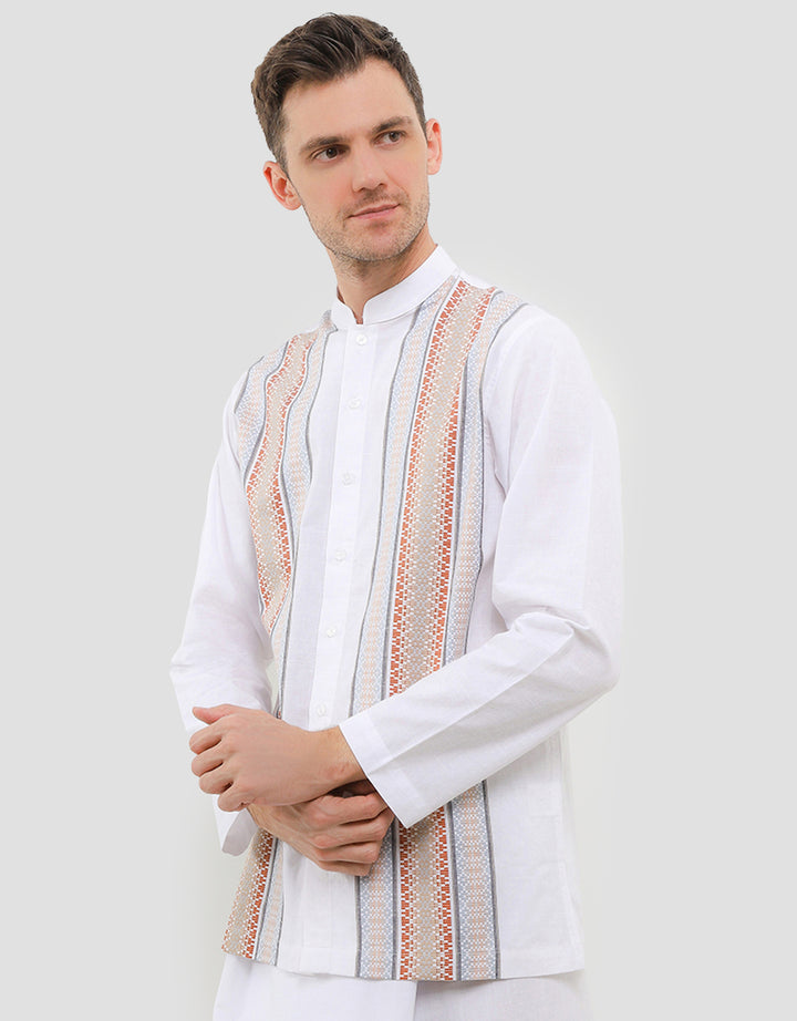 Intresse Rustling Leaf Baju Koko Lengan Panjang Pria