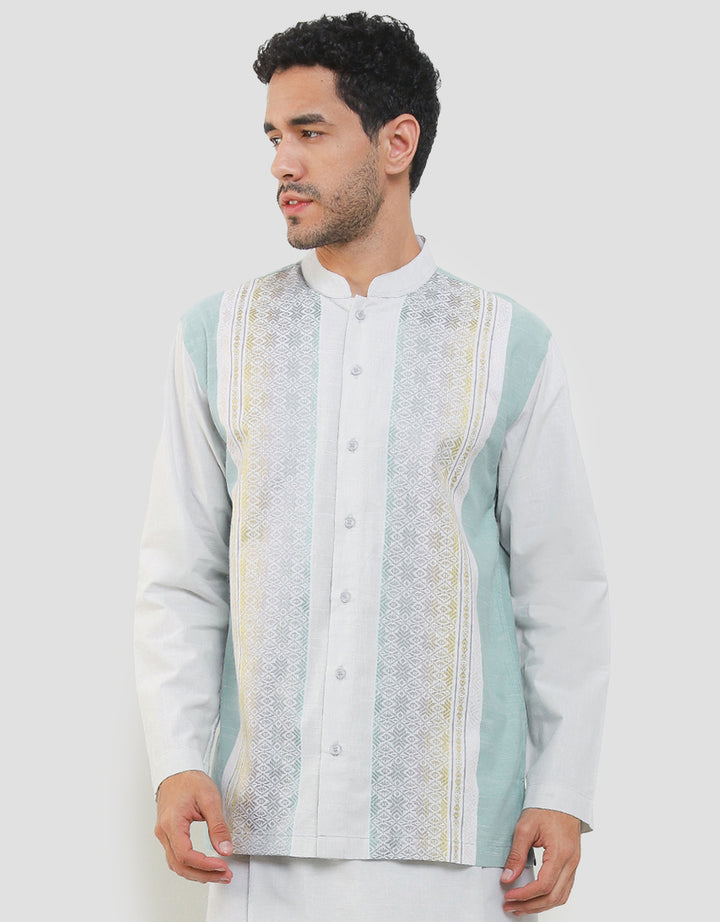 Intresse Deep Aqua Baju Koko Lengan Panjang Pria