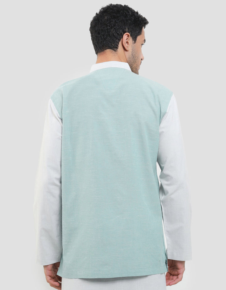 Intresse Deep Aqua Baju Koko Lengan Panjang Pria