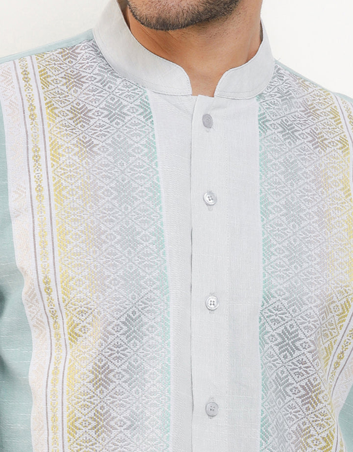 Intresse Deep Aqua Baju Koko Lengan Panjang Pria