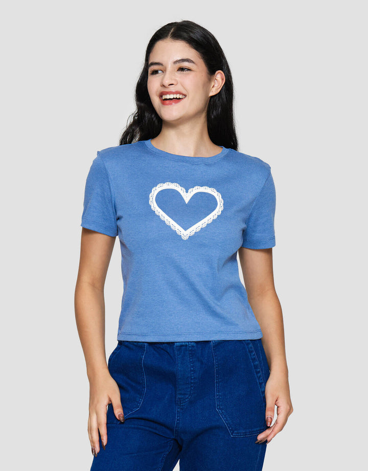 Nevada Rib Love Kaos Lengan Pendek Wanita