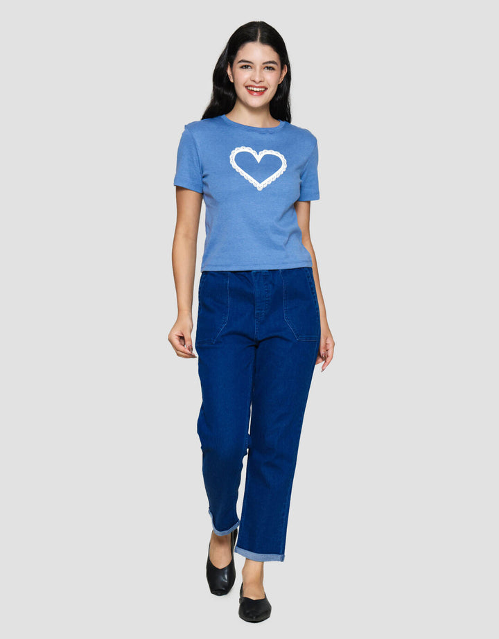 Nevada Rib Love Kaos Lengan Pendek Wanita