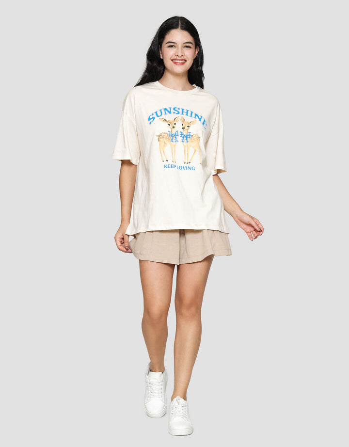 Nevada Deer Sunshine Kaos Oversize Wanita