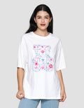 Nevada Floral Bear Kaos Oversize Wanita