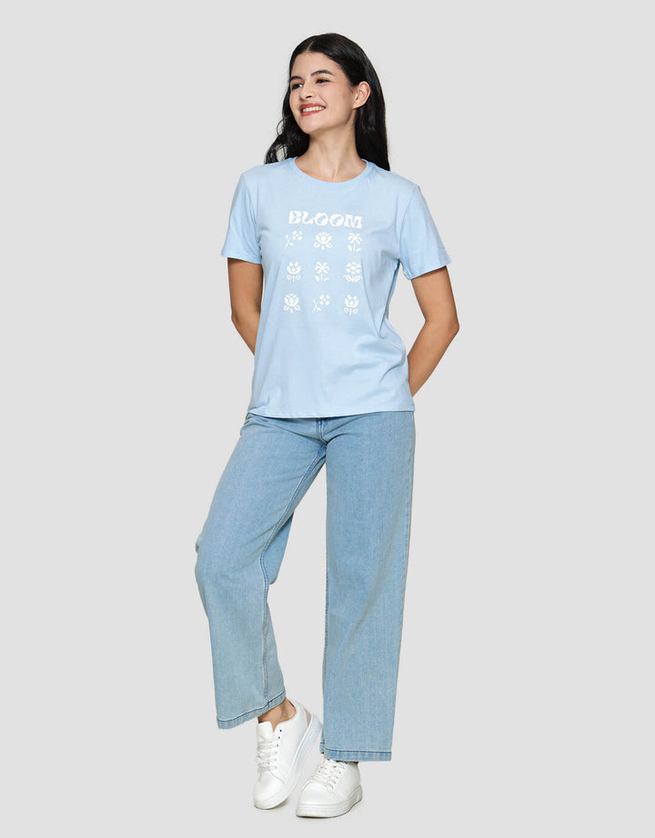 Nevada Reg Comb Pixelated Floral Kaos Lengan Pendek Wanita