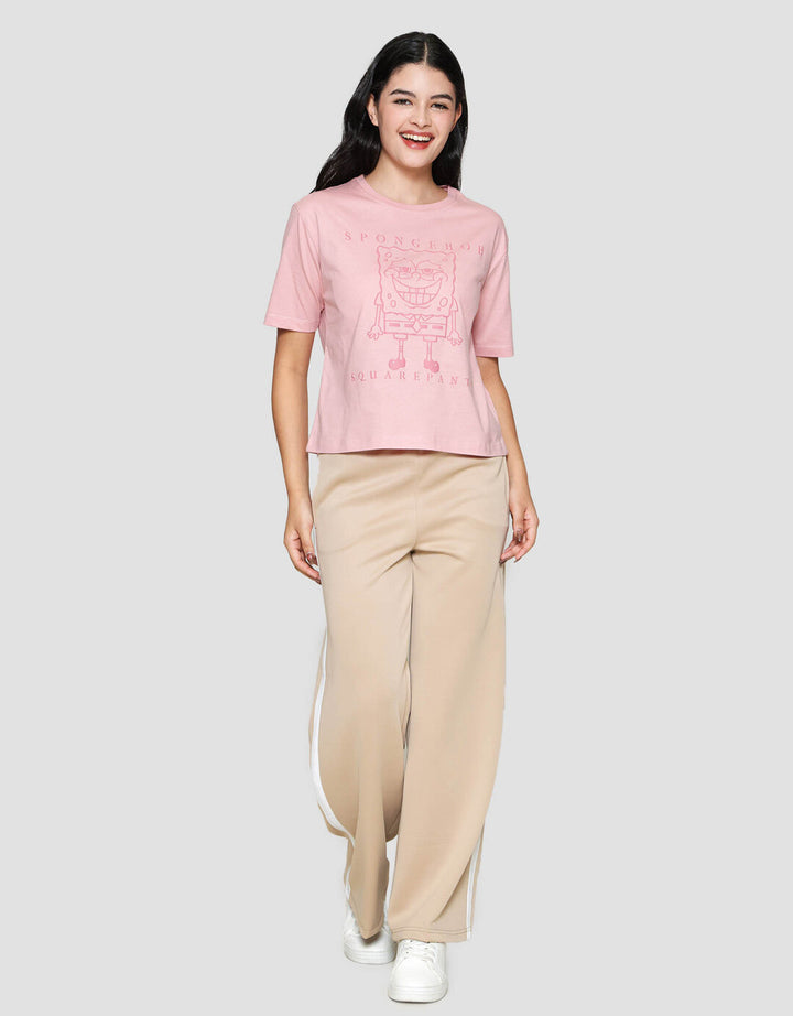 Nevada Boxy S24 Print Spongebob Patrick Kaos Lengan Pendek Wanita