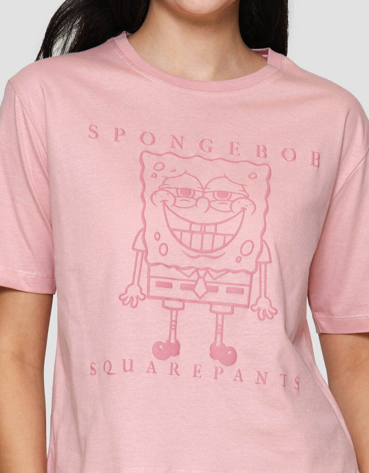 Nevada Boxy S24 Print Spongebob Patrick Kaos Lengan Pendek Wanita