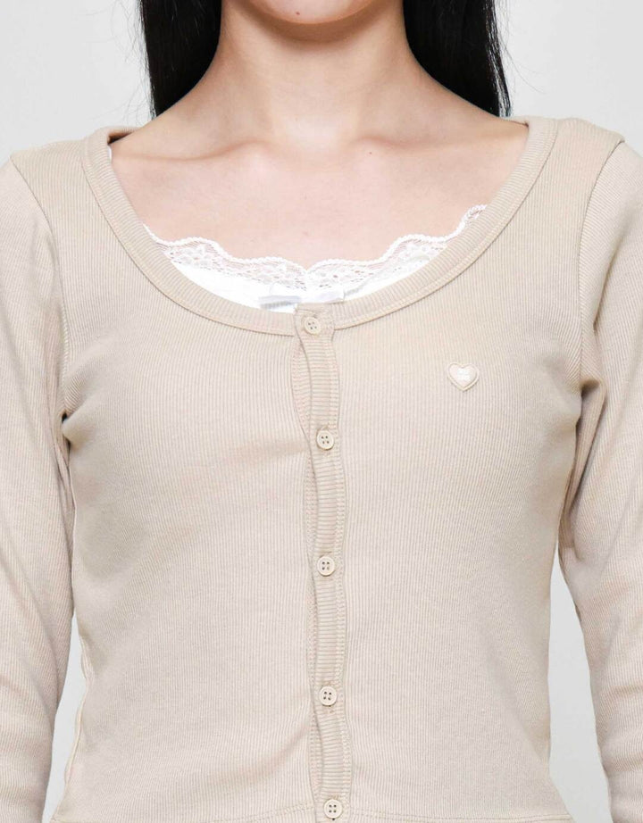 Nevada Solid Rib Double Layered Kaos Wanita