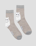 Nevada Print Stripe Cat Kaos Kaki Wanita