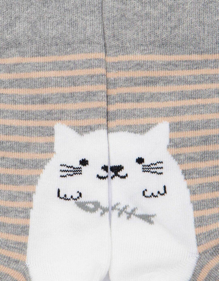 Nevada Print Stripe Cat Kaos Kaki Wanita