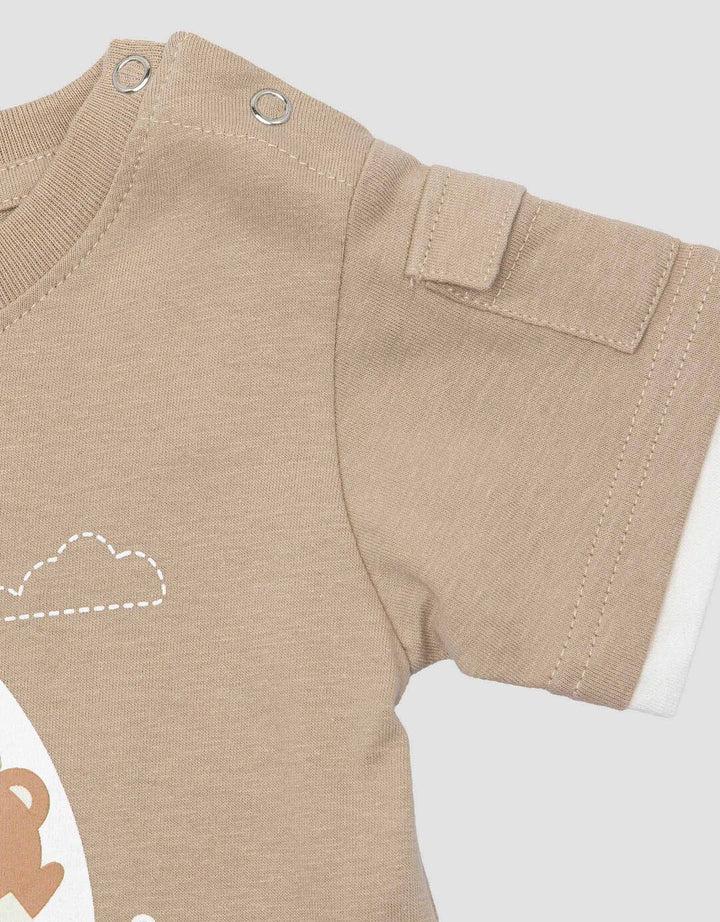 Little M Print Bear On The Ship With Pocket Kaos Anak Laki-laki