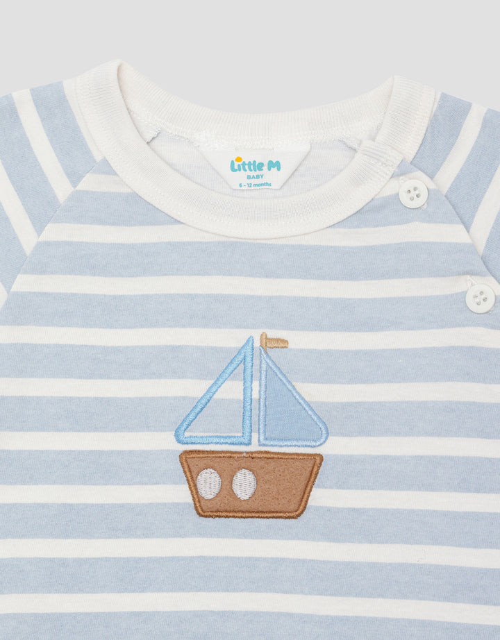 Little M Raglan Salur With Embro Kapal Kaos Anak Laki-laki
