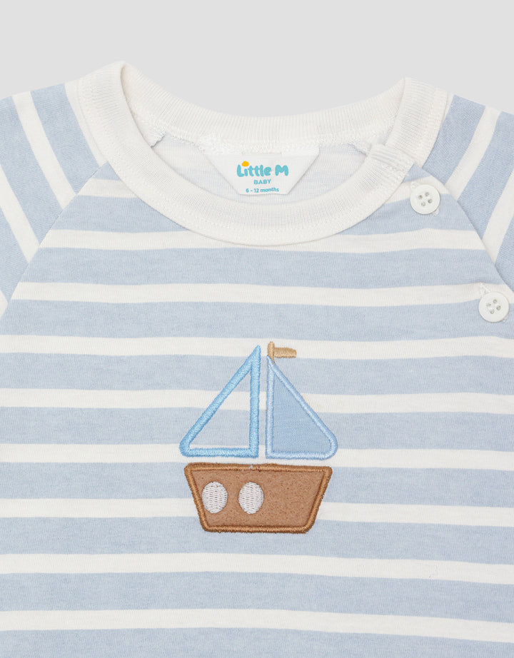 Little M Raglan Salur With Embro Kapal Kaos Anak Laki-laki