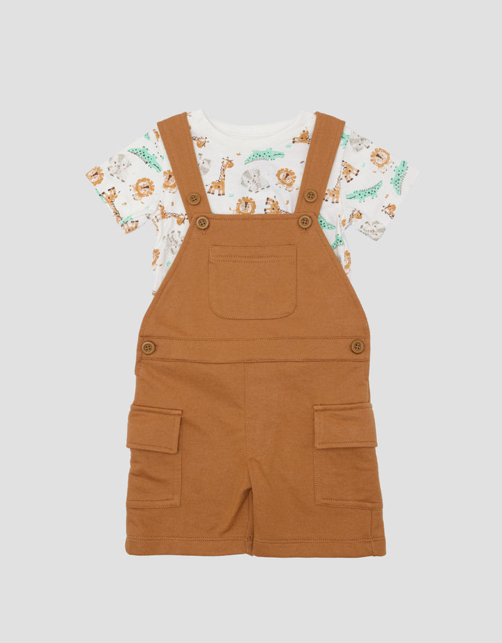 Little M Knit Safari Lions Jumpsuit Overall Anak Laki-laki