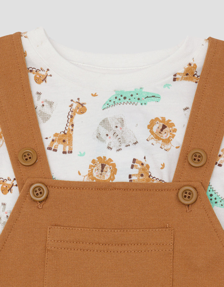Little M Knit Safari Lions Jumpsuit Overall Anak Laki-laki
