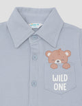 Little M Knitt Bear Romme Jumpsuit Anak Laki-laki