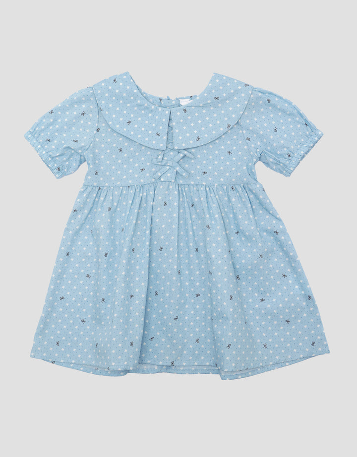 Little M Woven Rib Pita Dress Lengan Pendek Anak Perempuan