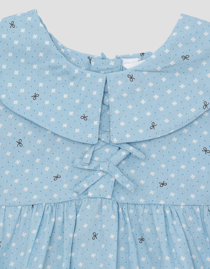 Little M Woven Rib Pita Dress Lengan Pendek Anak Perempuan