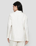 St. Yves Stripes Linen Casual Blazer Wanita