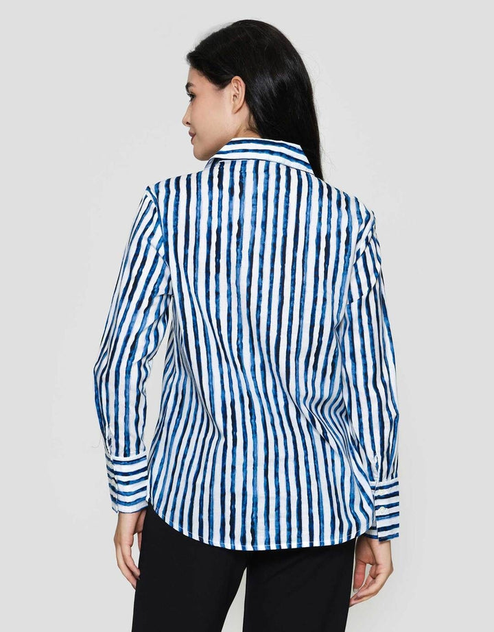 St. Yves Soft Cotton Stripy Kemeja Lengan Panjang Wanita
