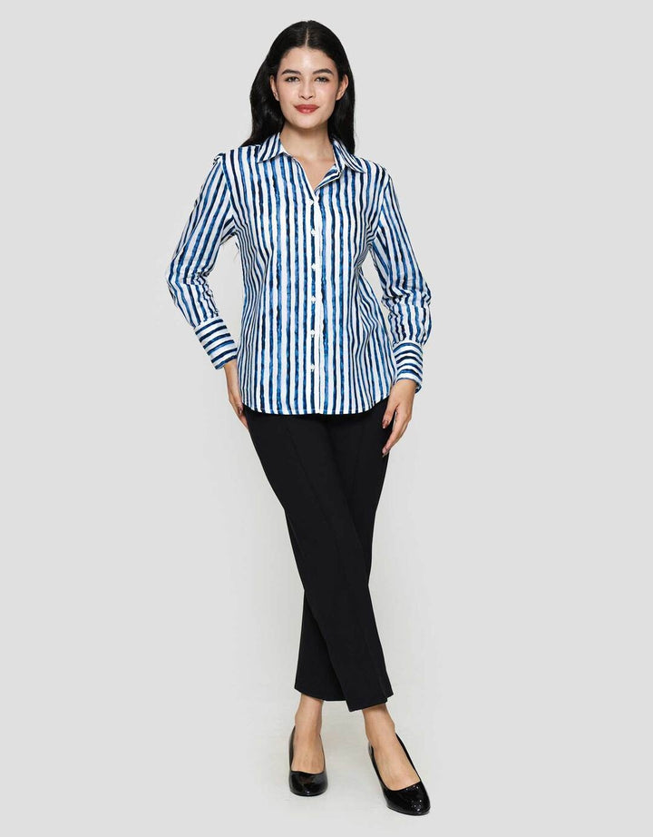 St. Yves Soft Cotton Stripy Kemeja Lengan Panjang Wanita