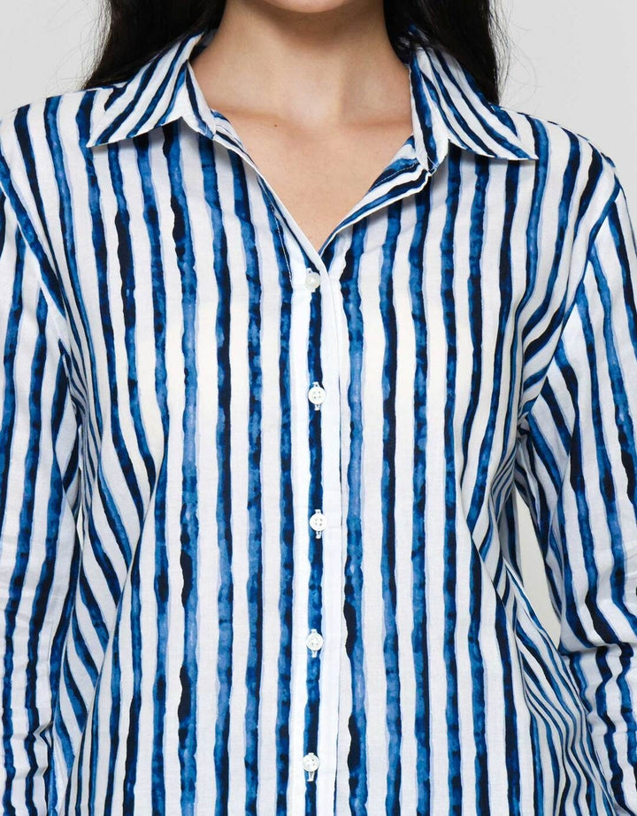 St. Yves Soft Cotton Stripy Kemeja Lengan Panjang Wanita