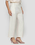 St. Yves Cropped Wide Leg Stripy Linen Celana Panjang Wanita