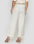 St. Yves Cropped Wide Leg Stripy Linen Celana Panjang Wanita