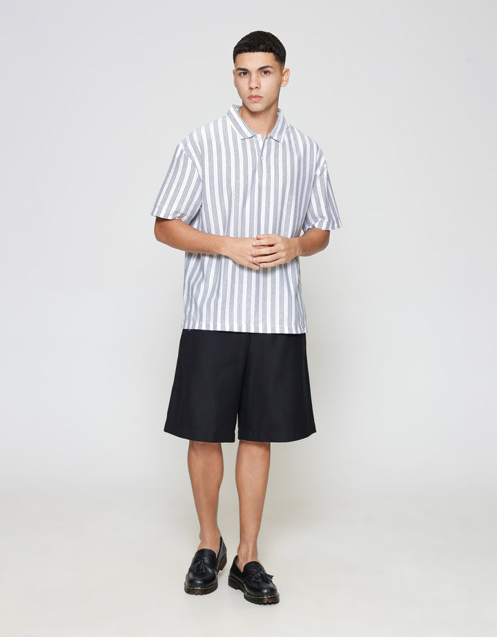 ZES Textured Stripe Polo Lengan Pendek Pria PLA205