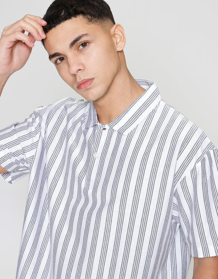 ZES Textured Stripe Polo Lengan Pendek Pria PLA205