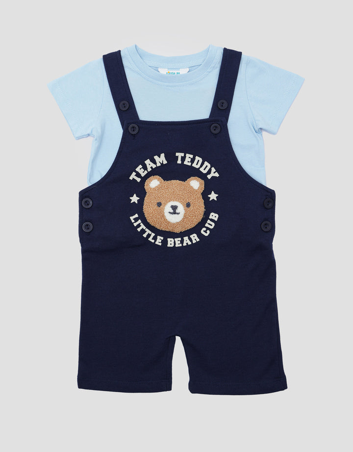 Little M Knit Team Teddy Chenille Jumpsuit Overall Anak Laki-laki