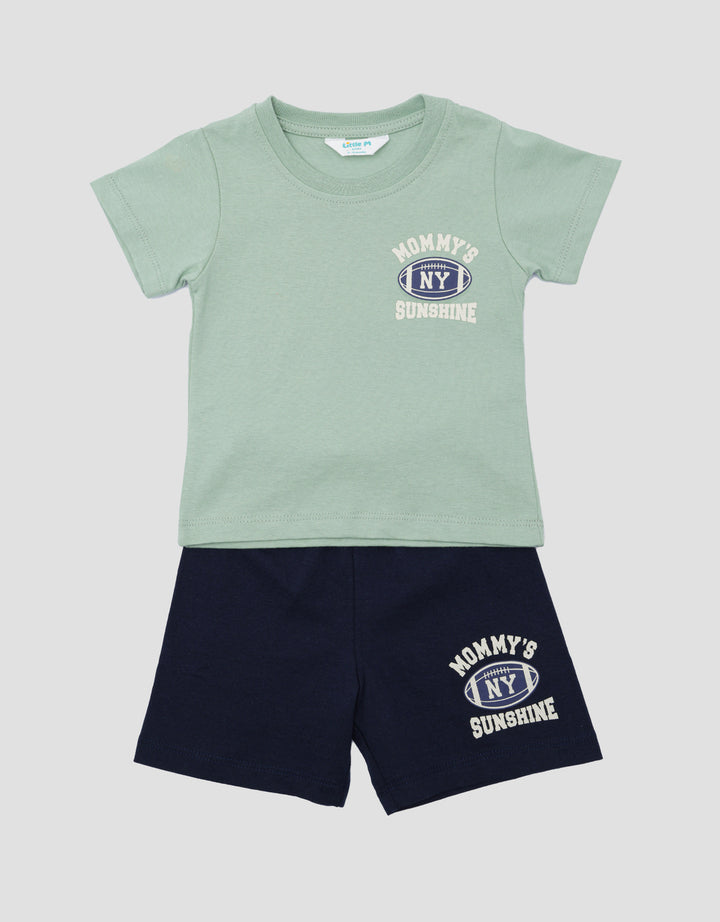 Little M Print Base Ball Pakaian Setelan Anak Laki-laki