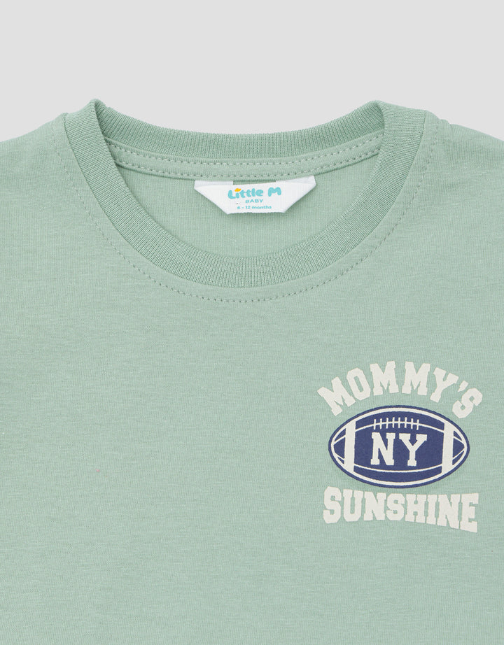 Little M Print Base Ball Pakaian Setelan Anak Laki-laki