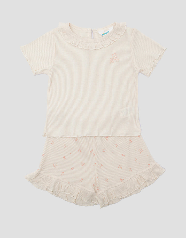 Little M Print Flowers Pakaian Setelan Anak Perempuan