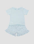 Little M Textured Rib Flowers Baju Set Anak Perempuan