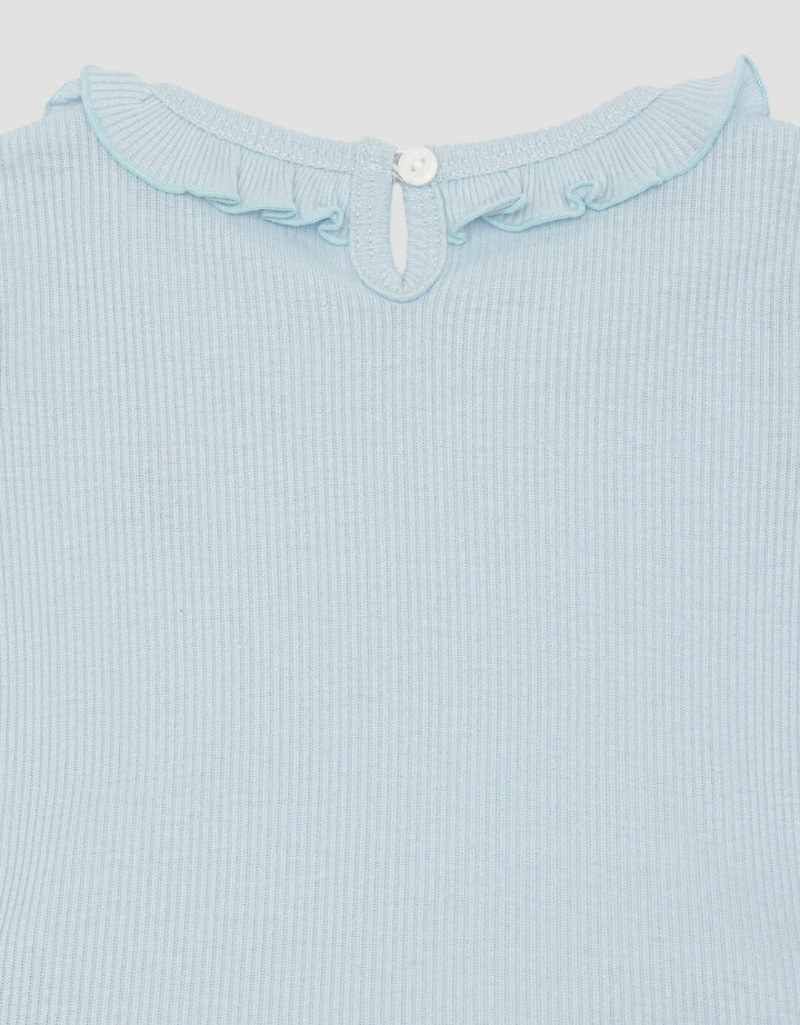 Little M Textured Rib Flowers Baju Set Anak Perempuan