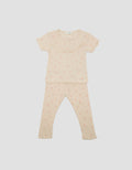 Little M Textured Rib Flowers Baju Set Anak Perempuan