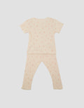 Little M Textured Rib Flowers Baju Set Anak Perempuan