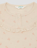 Little M Textured Rib Flowers Baju Set Anak Perempuan
