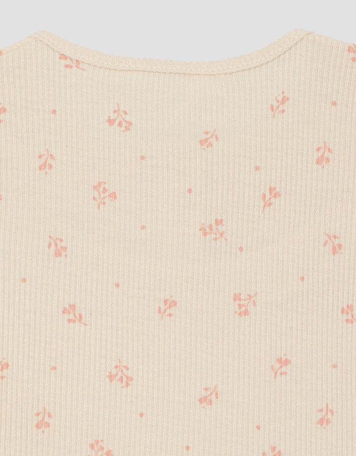 Little M Textured Rib Flowers Baju Set Anak Perempuan