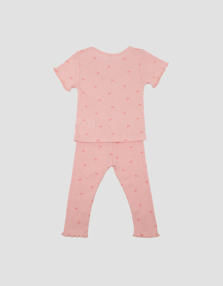 Little M Textured Fp Pita Baju Set Anak Perempuan