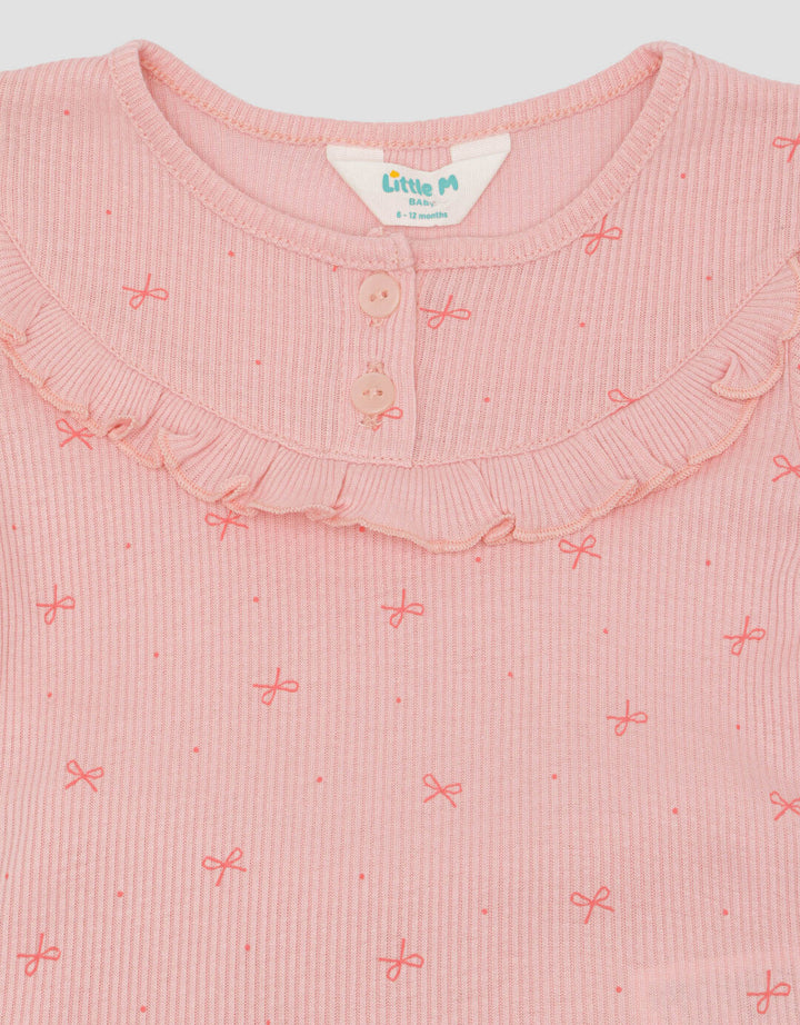 Little M Textured Fp Pita Baju Set Anak Perempuan