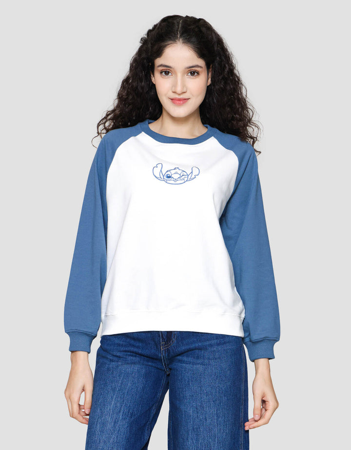 Disney Reguler Raglan Print Stitch Sweater Wanita